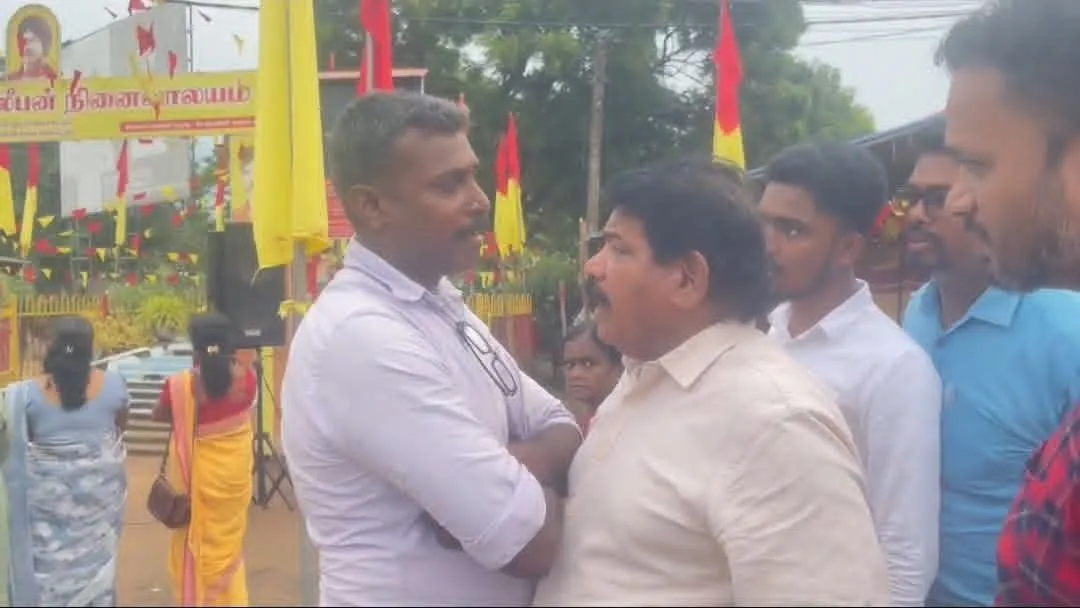 தியாக தீபத்திற்கு அஞ்சலி செலுத்த சென்ற அமைச்சரை வழிமறித்த முன்னணியினர்!