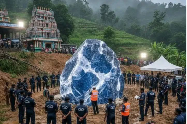 கண்டியில் கண்டெடுக்கப்பட்ட பாரிய  நீலநிற இரத்தினக்கல்!